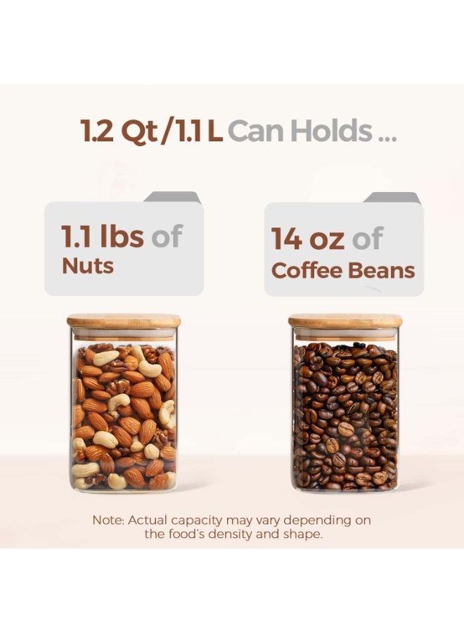 Anmi 6-Pack Square Glass Jars with Airtight Lids, Clear Food Storage Canisters & Pantry Organizers, BPA-Free, Easy Clean, Perfect for Flour, Oat, Tea, Coffee Beans & Cookies - Image 3